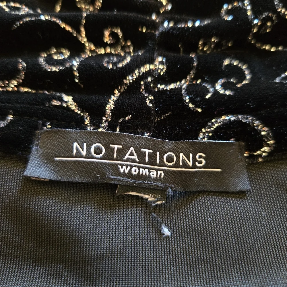 3/$25 Notations Woman Velvet Sparkle Top Jaxket Stretch 1X Black Silver Evening - Picture 10 of 12